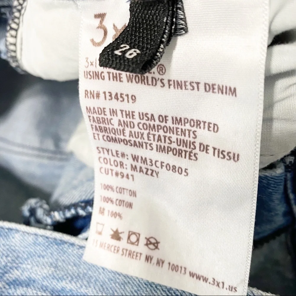 3x1 NYC Distressed Crop Fringe Denim 26 - Picture 9 of 9